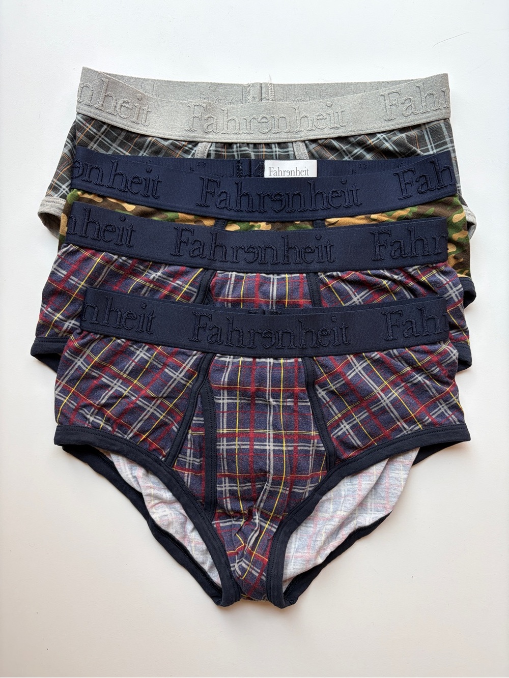 Fahrenheit Men's Plaid & Solid Briefs 4 Pack